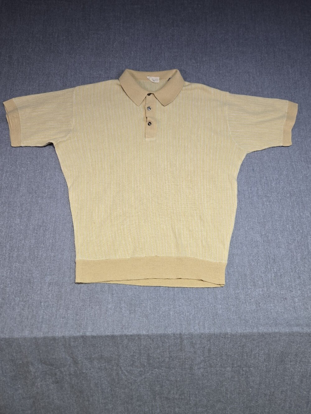 Vintage 60s 70s Filene’s Store Knit Polo Shirt - Mod Rockabilly Yellow - Men’s